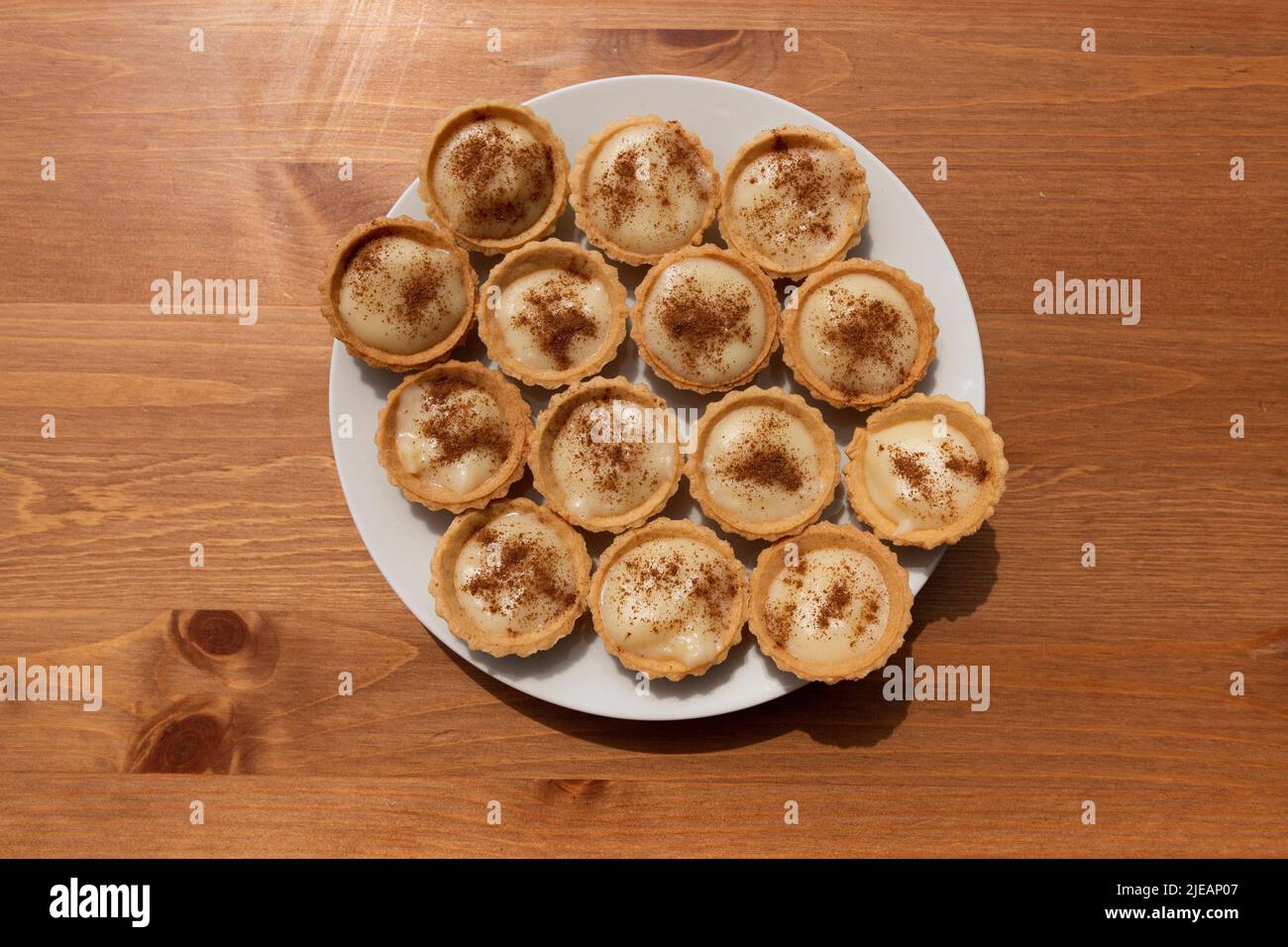 A close up view of a milk tart traditional south african desert Stock Photo