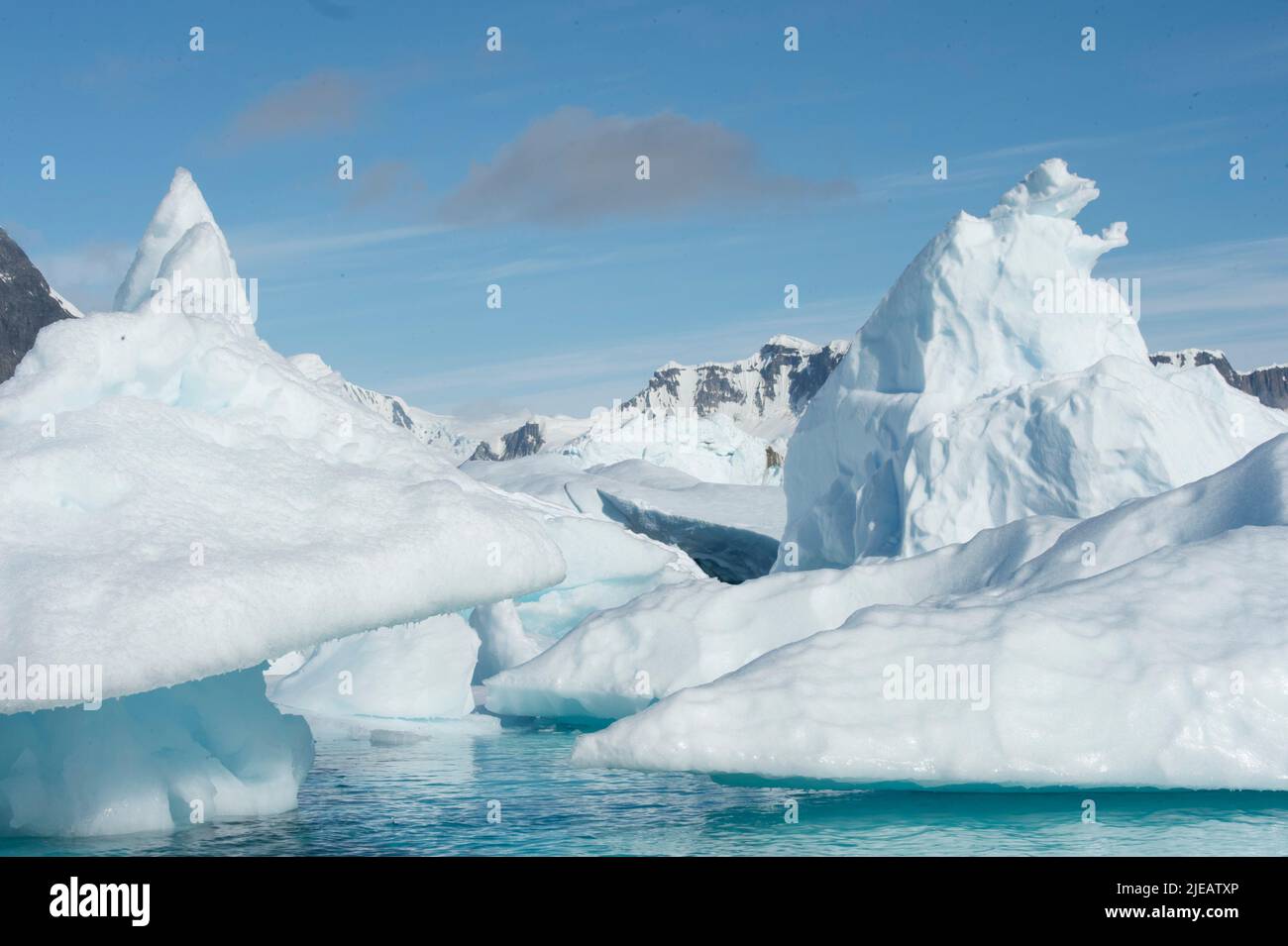 The Iceberg graveyard, Pleneau bay Port Charcot  Antarctic peninsula Stock Photo