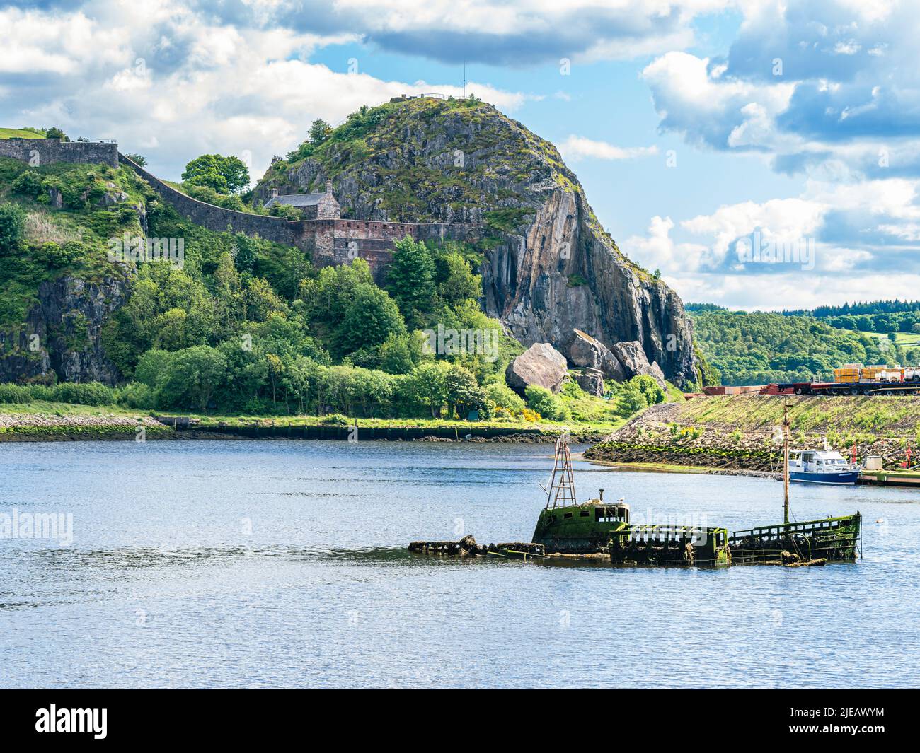 Old Boat Wrecks on the River Leven, Dumbarton, Highland, Scotland, UK Stock Photo