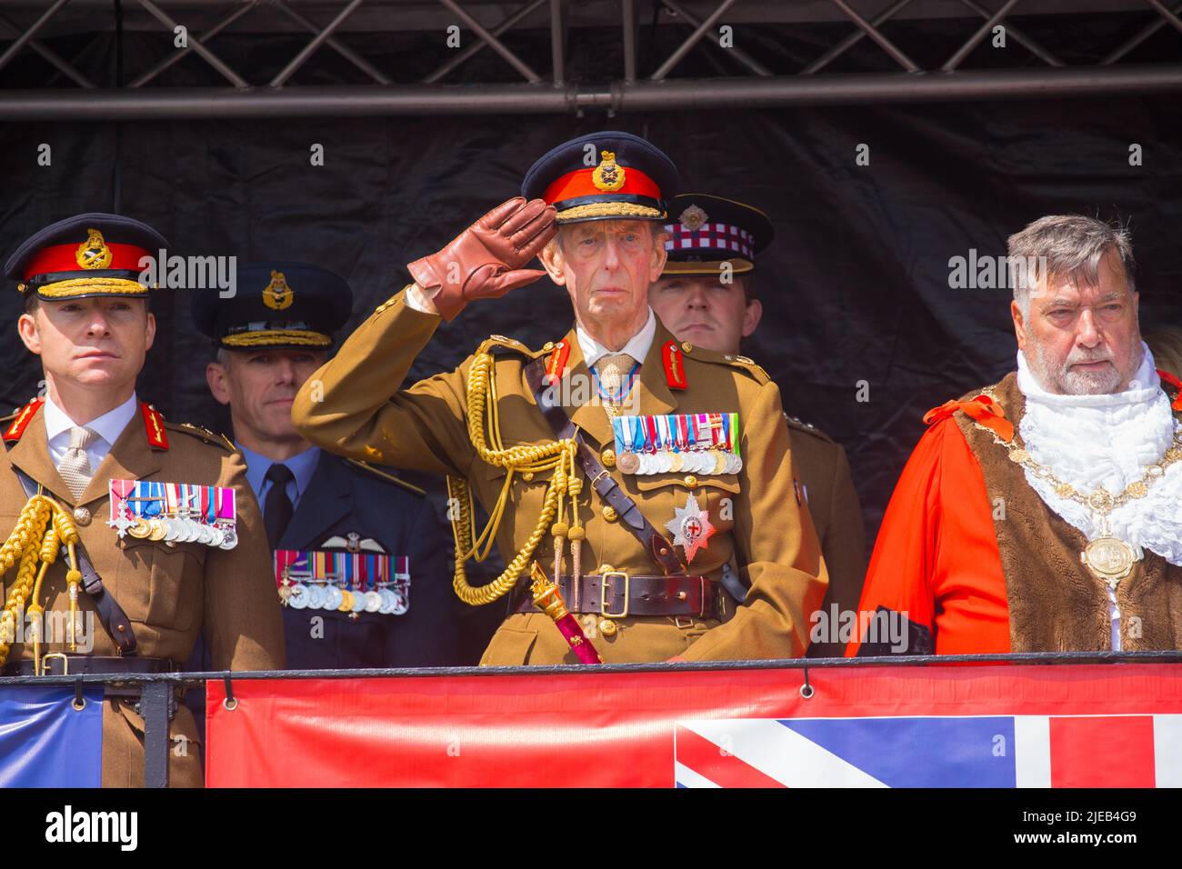 His Royal Highness Prince Edward The Duke of Kent pictured attending the Armed Forces Day national event in Scarborough,North Yorkshire Stock Photo