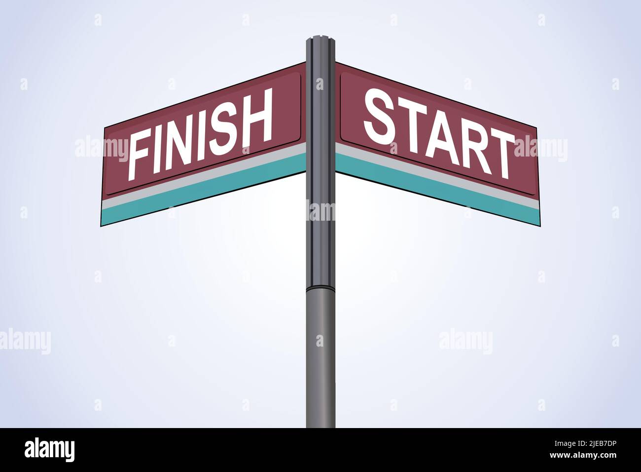 Finish on one side with Start another direction, chrome road sign, with ...