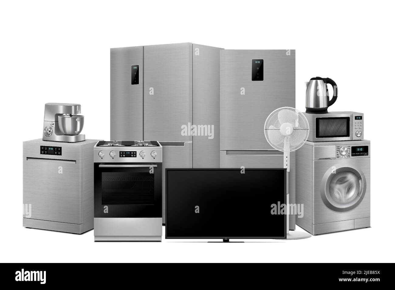 A set of household appliances microwave oven, washing machine
