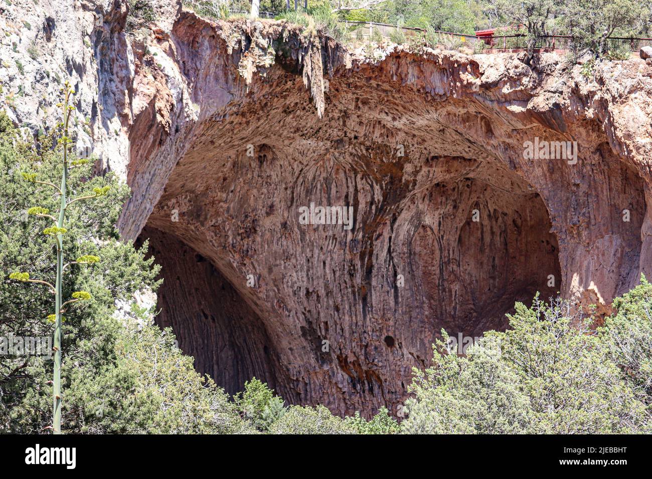 Looking through the bridge from a side trail at Tonto natural bridge park near Payson, Arizona. Stock Photo