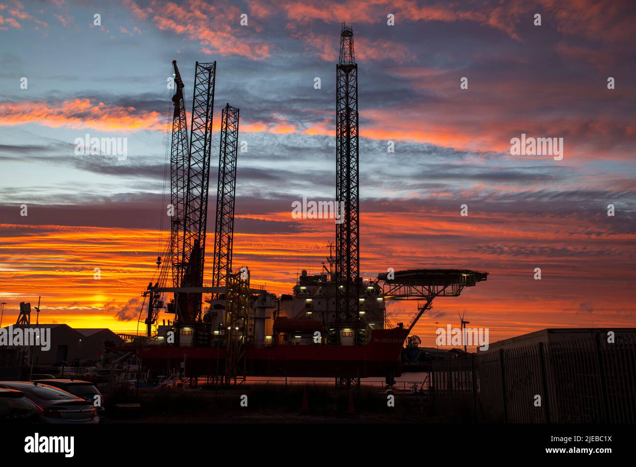 GMS Endeavour at sunset Stock Photo
