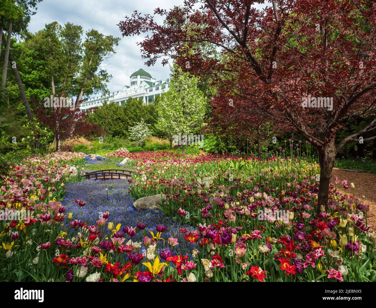 Secret garden of the grand hotel mackinac island michigan stock photo