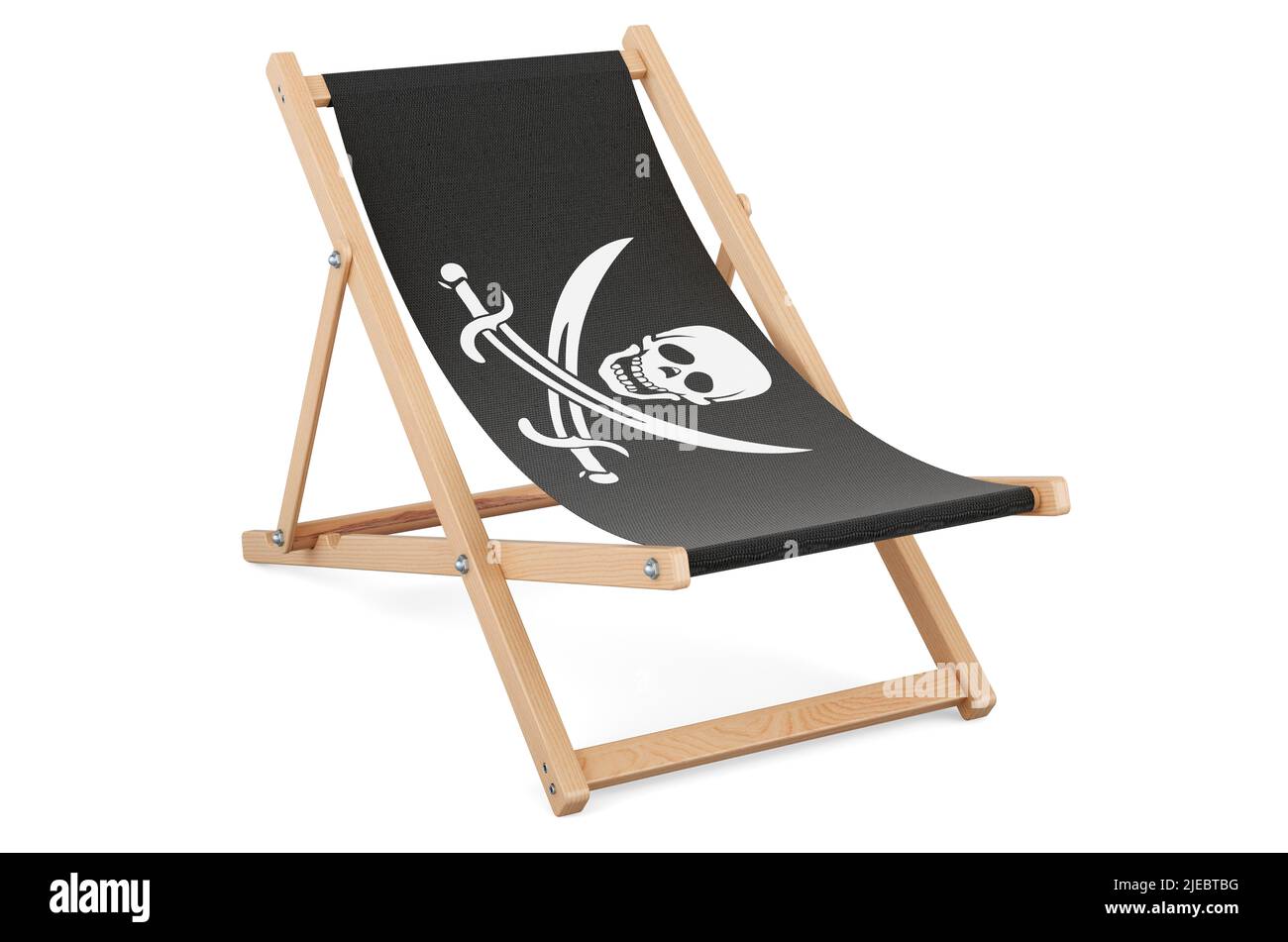 Deckchair with piracy flag. 3D rendering isolated on white background ...