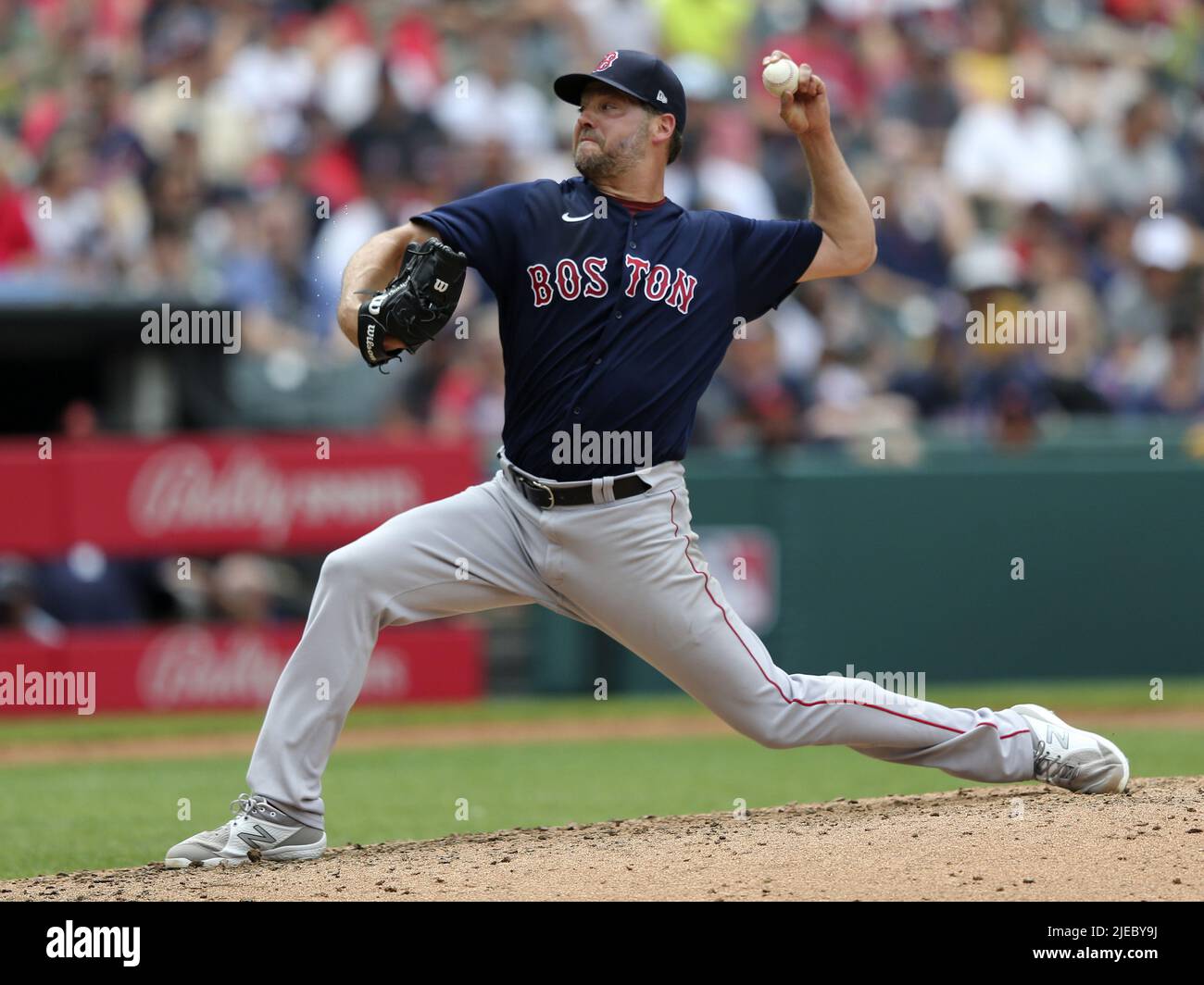 Cleveland, United States. 26th June, 2022. Boston Red Sox Rich Hill (44) pitches in the first inning against the Cleveland Guardians at Progressive Field in Cleveland, Ohio on Sunday, June 26, 2022. Photo by Aaron Josefczyk/UPI Credit: UPI/Alamy Live News Stock Photo