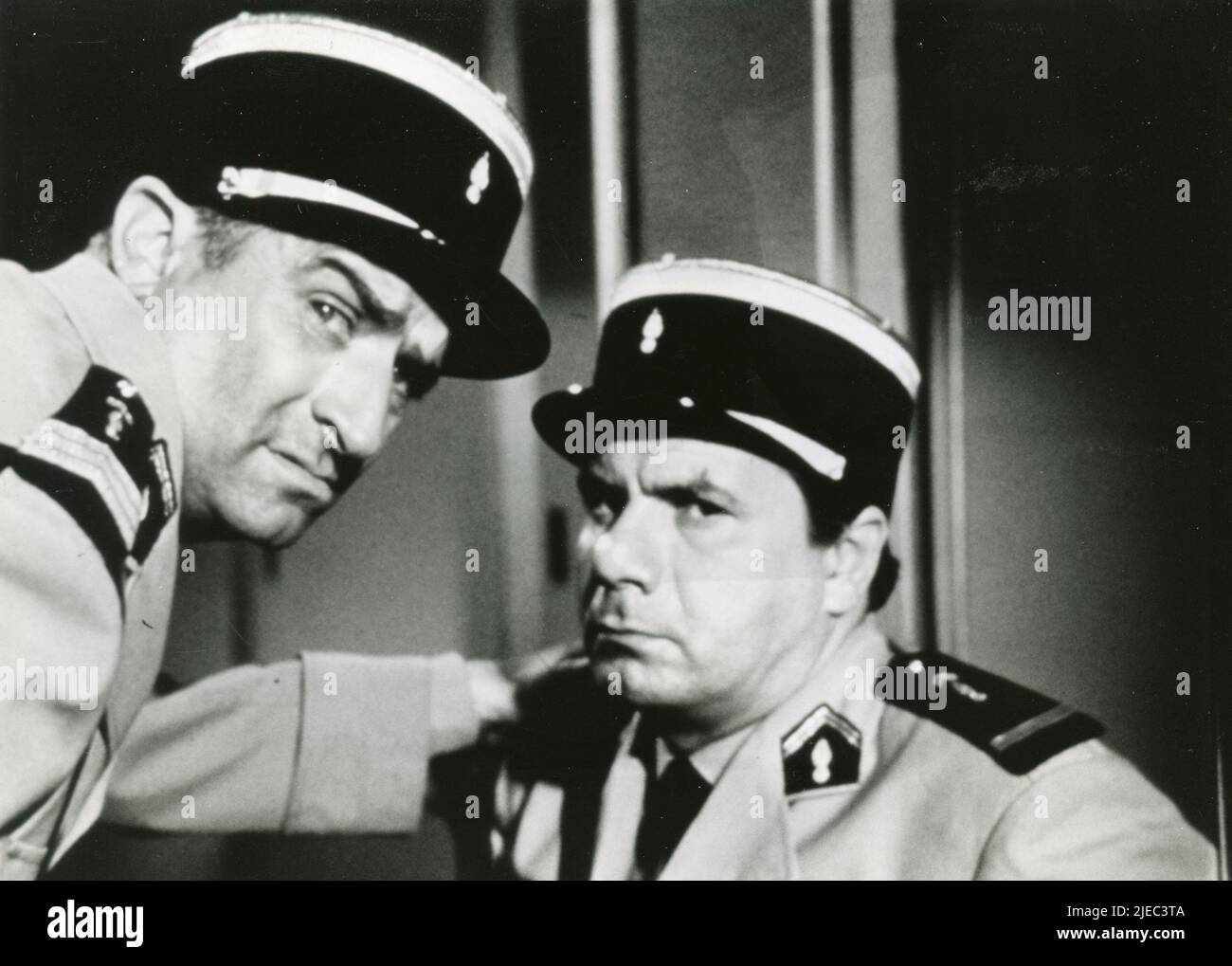 French actors Louis de Funes and Michel Galabru in the movie Gendarme in New York, France 1965 Stock Photo