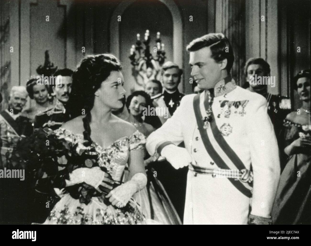 Actors Romy Schneider and Karlheinz Bohm in the movie Sissi, Austria 1955 Stock Photo