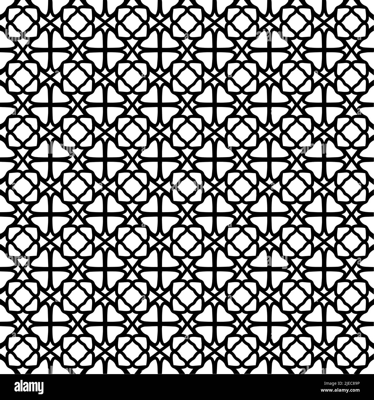 Black and white abstract seamless background with floral geometric ...
