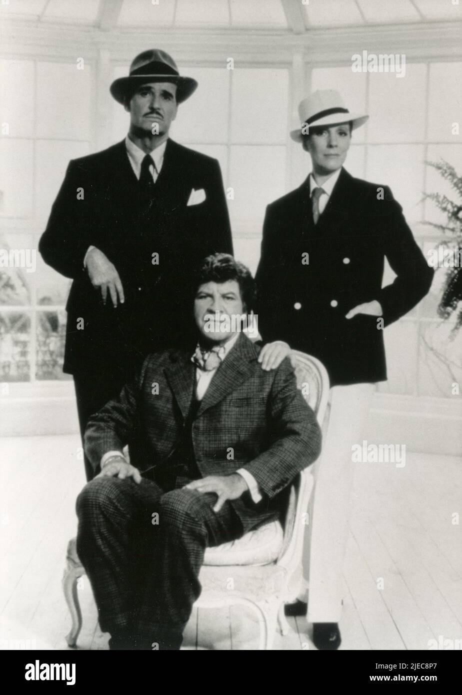Actors James Garner, Robert Preston, and actress Julie Andrews in the