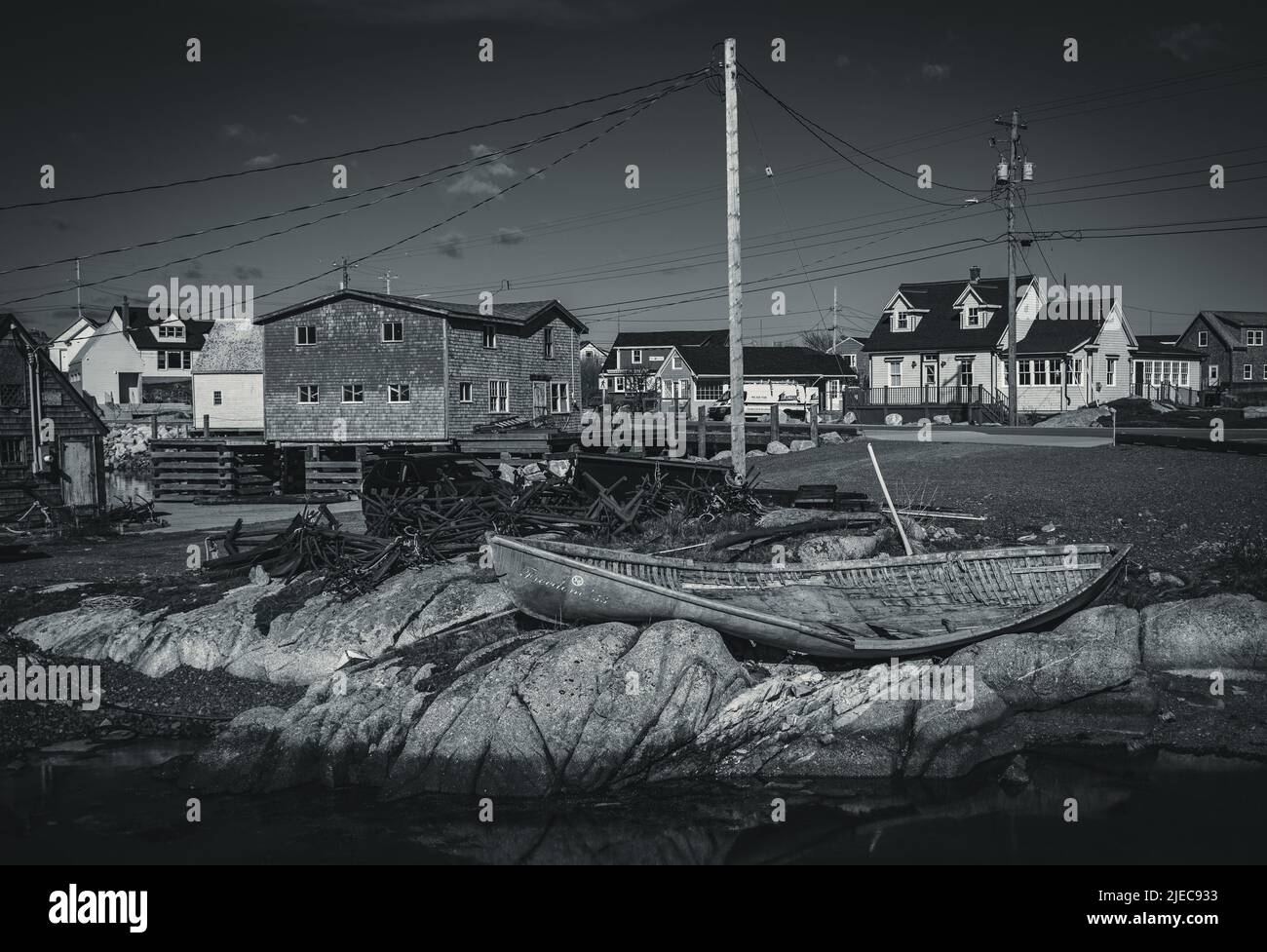 the small fishing village of Peggy's Cove, Nova Scotia, Canada, settled in the early 1800s Stock Photo