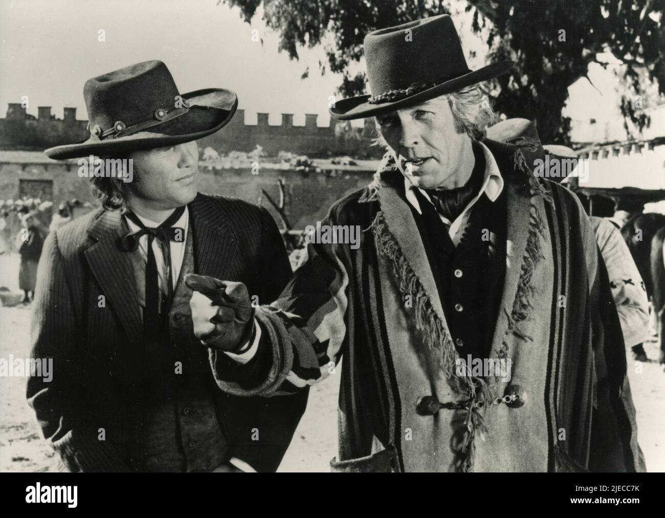 American actors Kris Kristofferson and James Coburn in the movie Pat