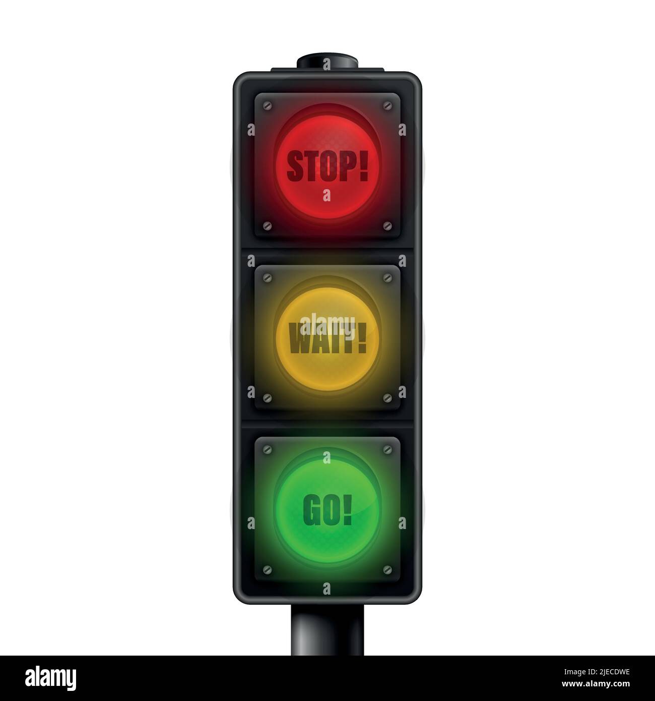 Vector 3d Realistic Road Traffic Lights Isolated. Stop, Wait, Go