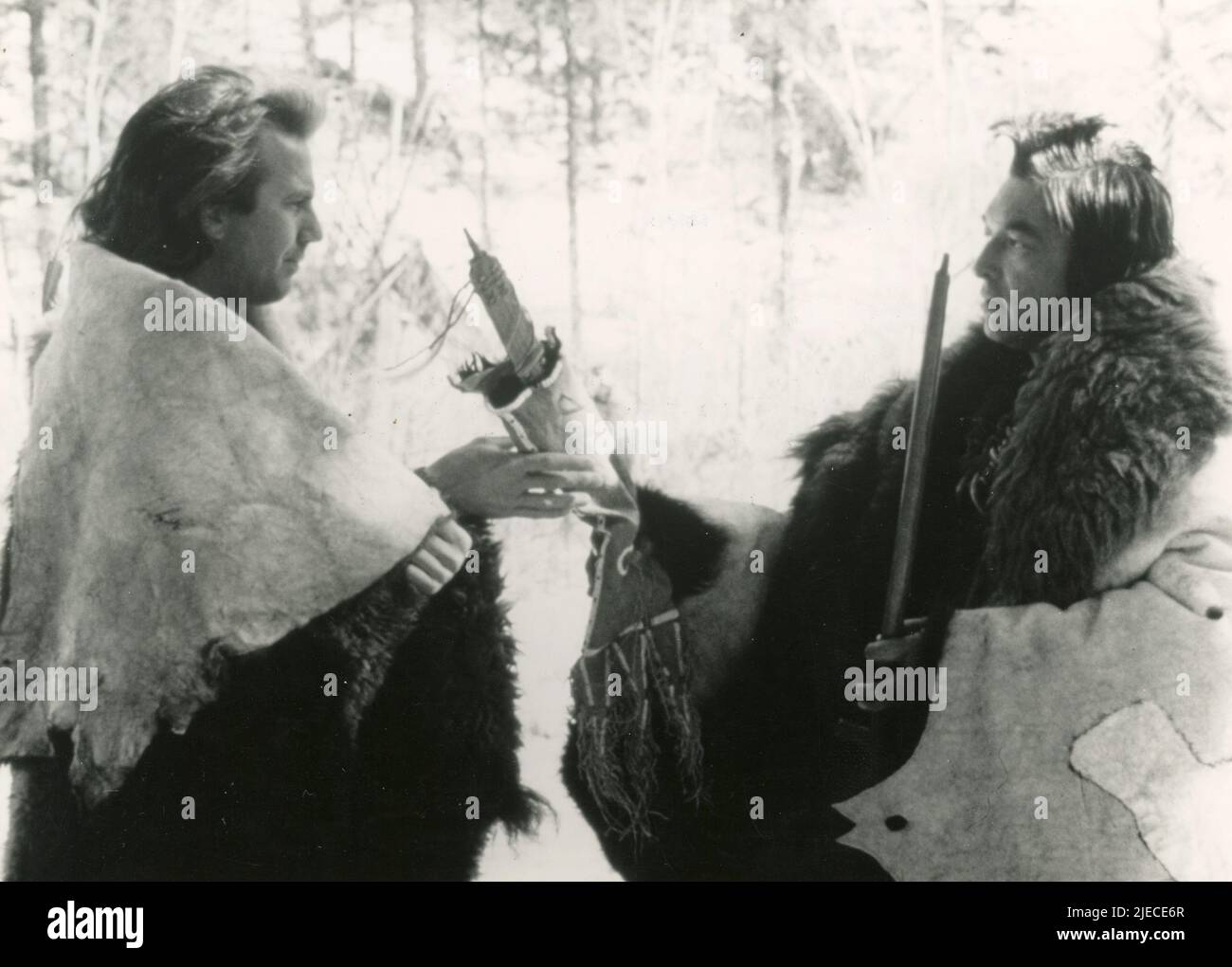 American actors Kevin Costner and Graham Greene in the movie Dances With Wolves, USA 1990 Stock Photo