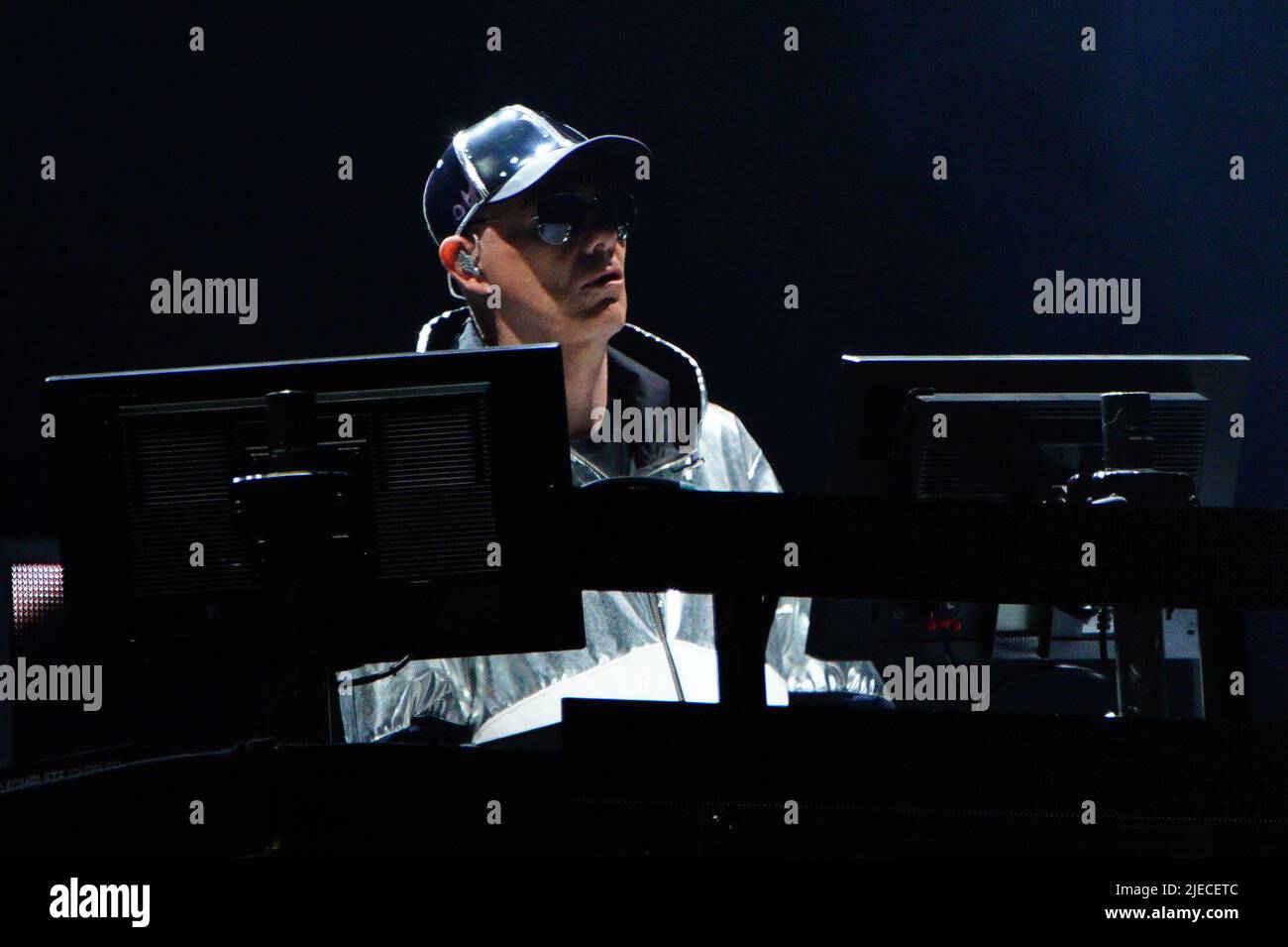 Chris Lowe of the Pet Shop Boys performing on The Other Stage at the