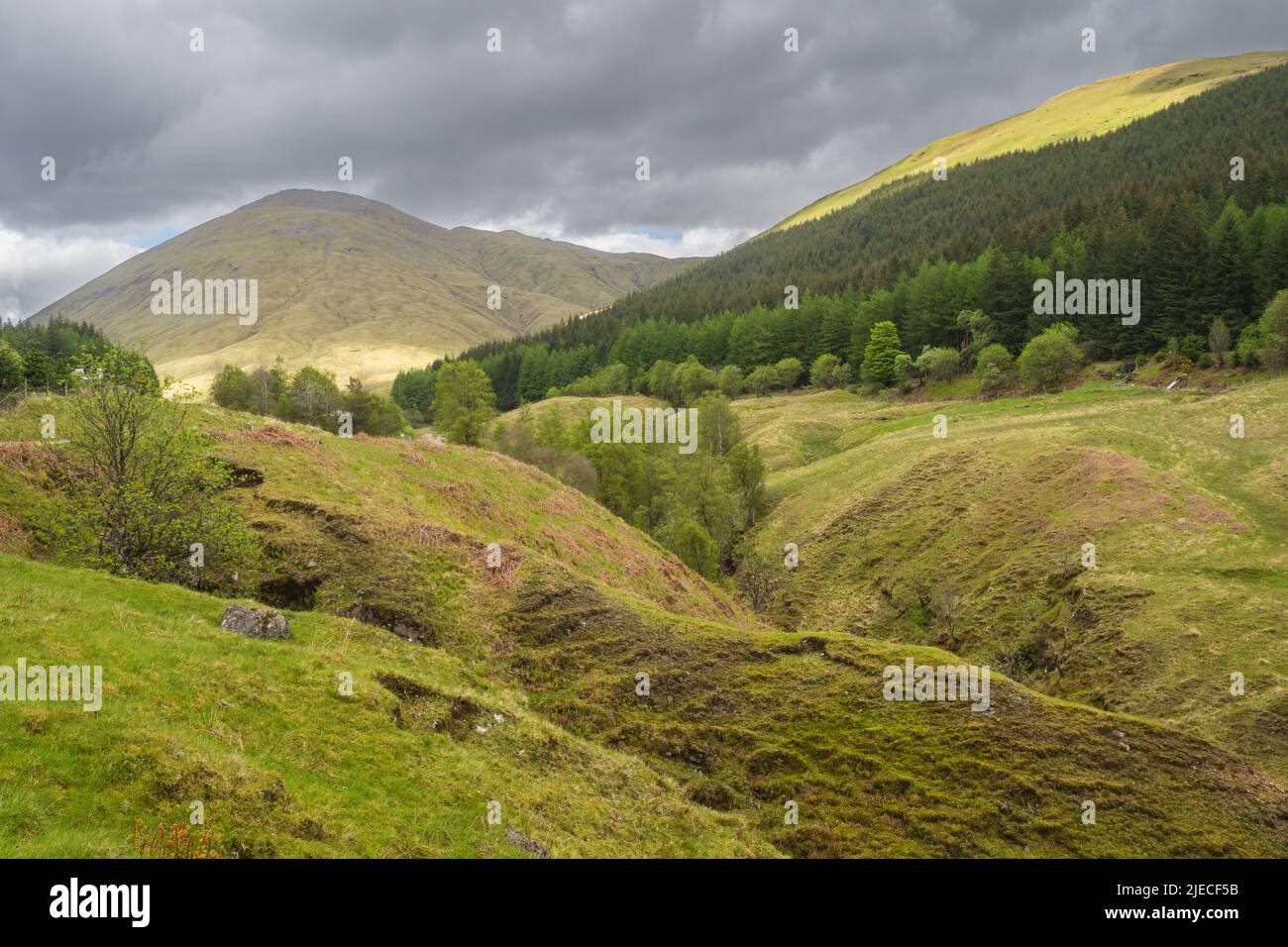 Heading towards Bridge of Orchy from Tyndrum in the Scottish Highlands Stock Photo