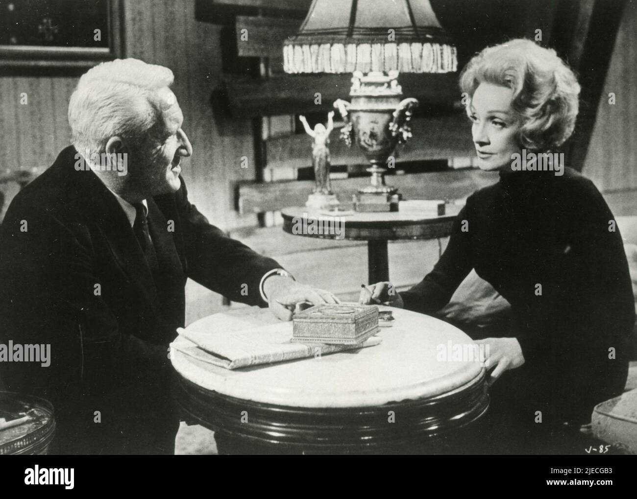 American actor Spencer Tracy and actress Marlene Dietrich in the movie Judgment at Nuremberg, USA 1961 Stock Photo