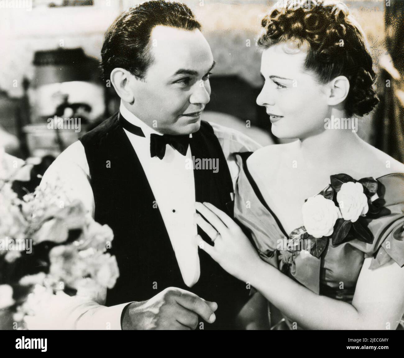 Actress Ruth Hussey and actor Edward G. Robinson in the movie Blackmail, USA 1939 Stock Photo