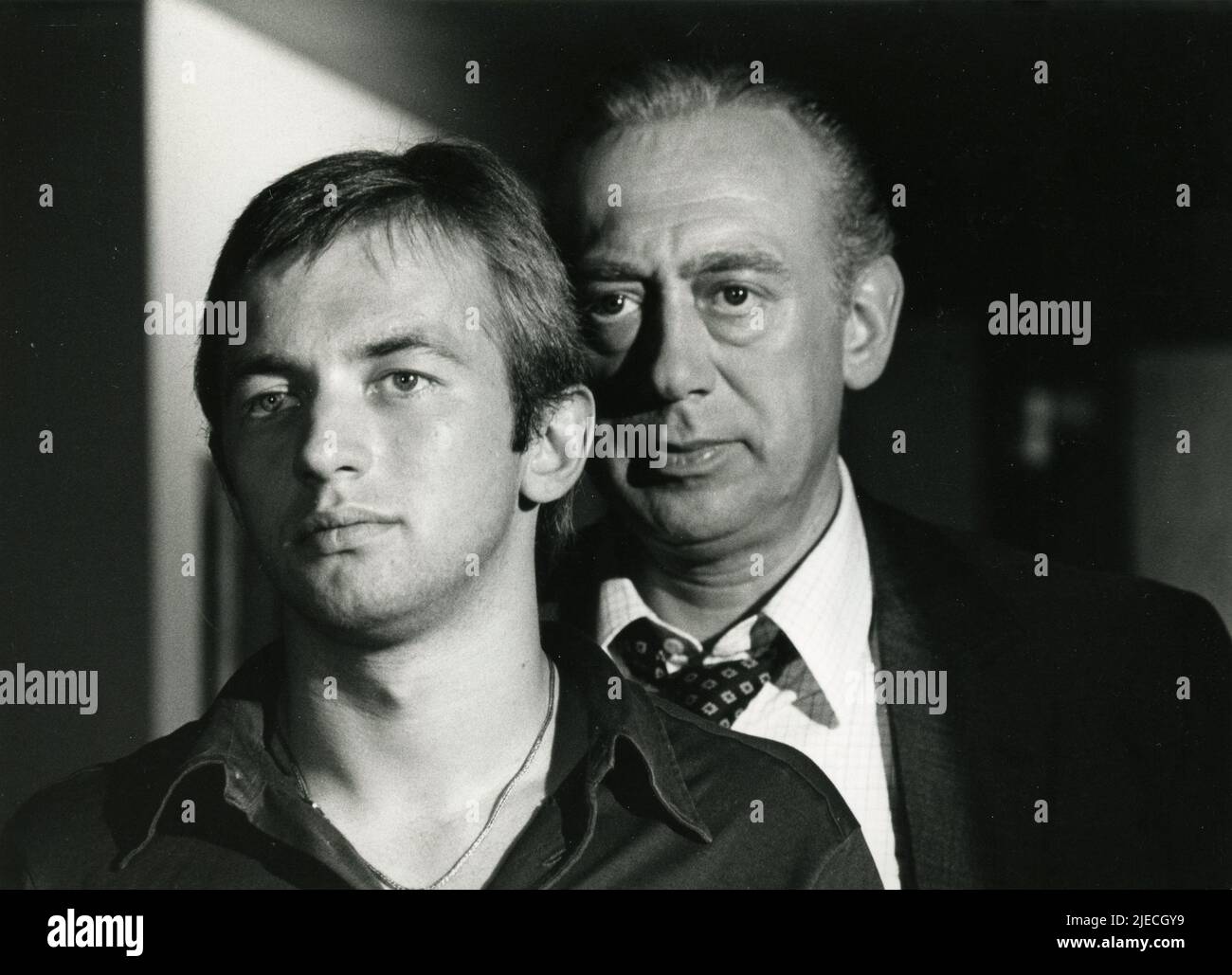 German actors Horst Tappert and Wolfgang Muller in the TV Series Derrick, Germany 1975 Stock Photo