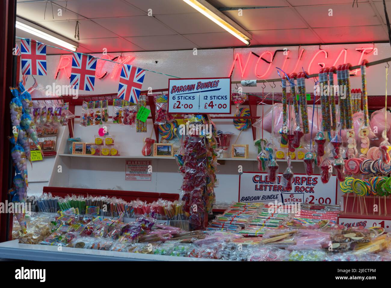 Candy stall at amusement park Stock Photo