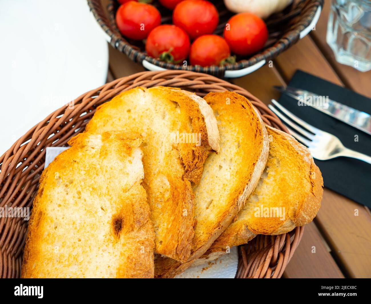 Ingredients for traditional Spanish Pa amb tomaquet Stock Photo - Alamy