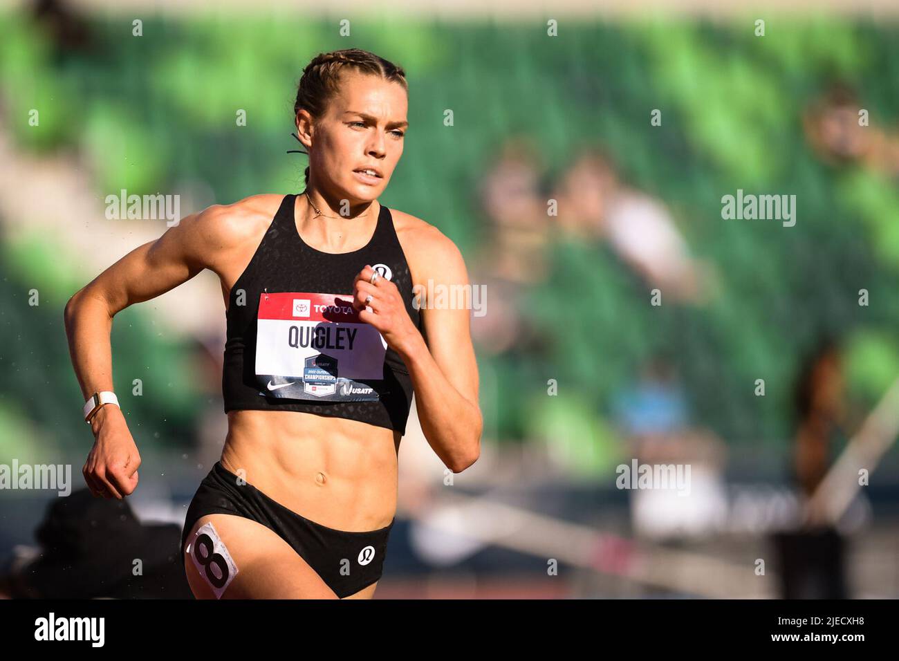 Eugene, United States. 24th June, 2022. Colleen Quigley making the turn