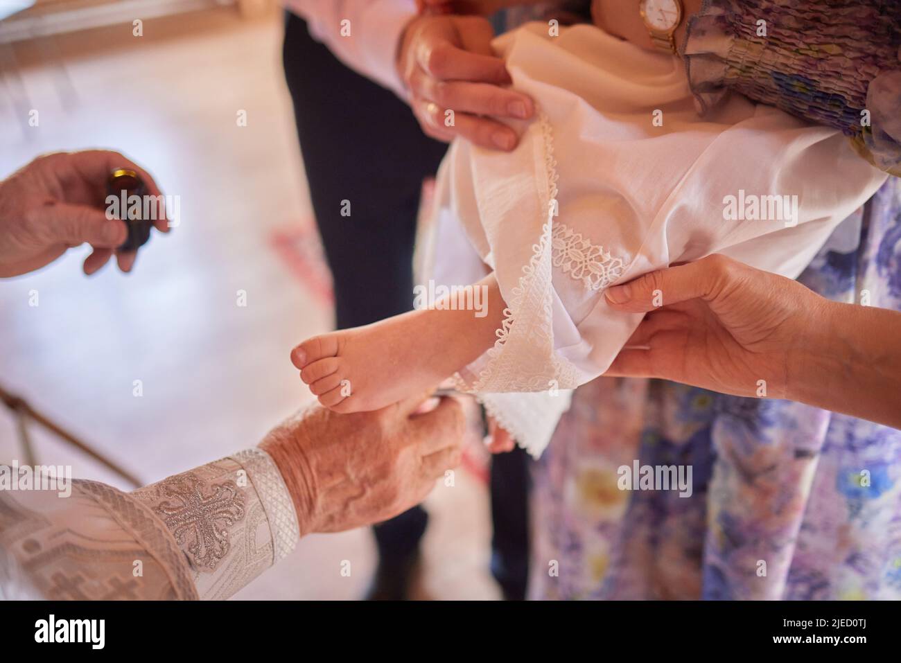 baby christening. Ceremony of a christening in Christian church