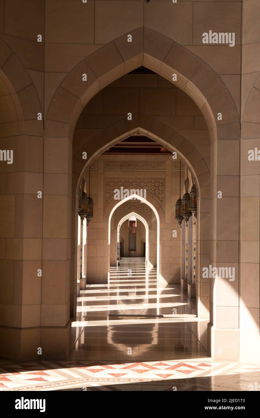 Stunning Islamic architecture in Sultan Qaboos Mosque, Muscat, Oman