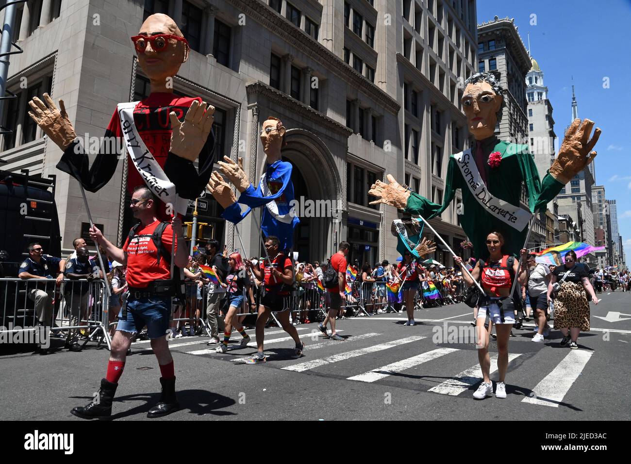 Marchers travel down Fifth Avenue celebrating the 2022 NYC Pride Parade