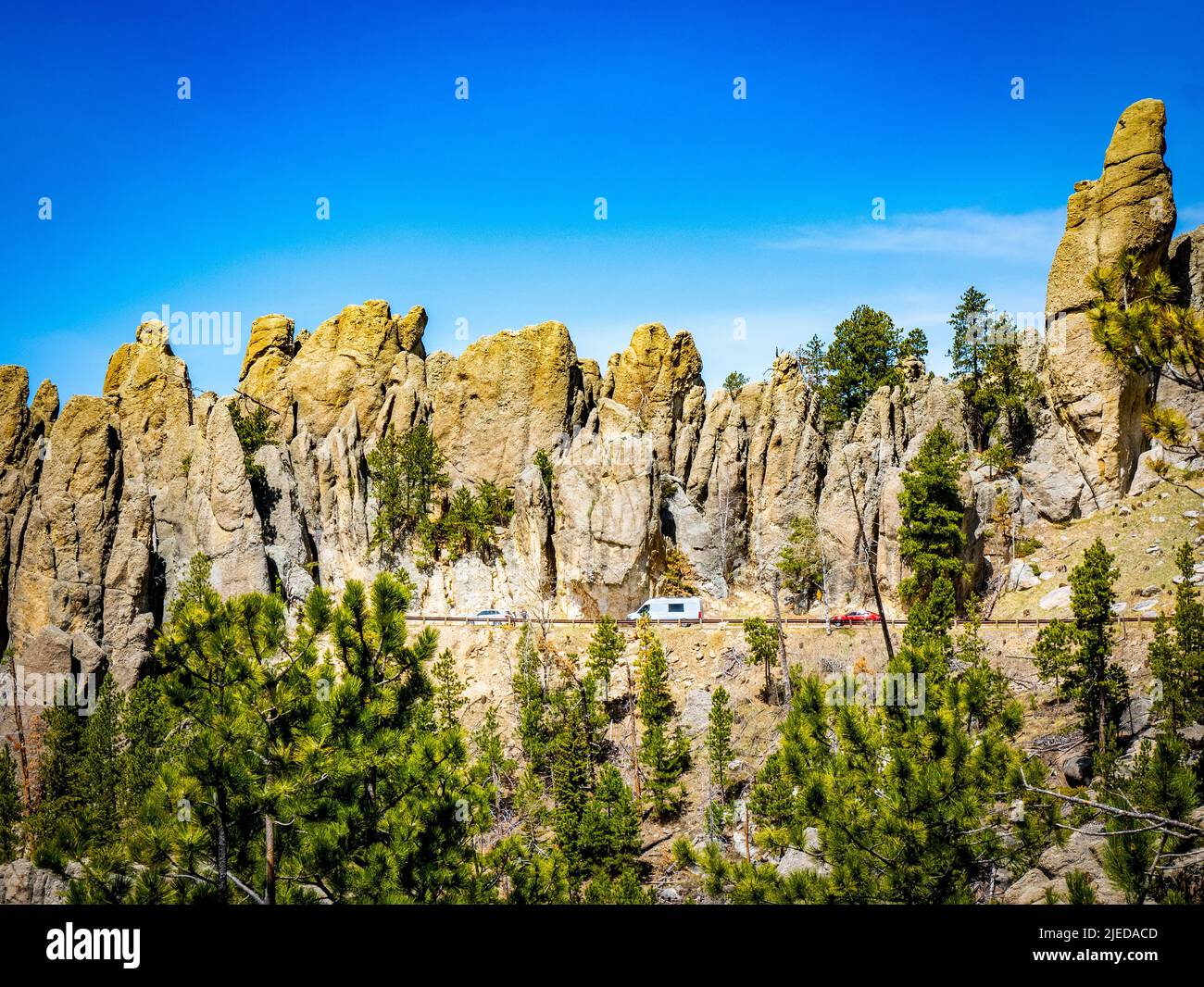 Scenery along the Needles Highway in Custer State Park in the Black Hills of South Dakota USA