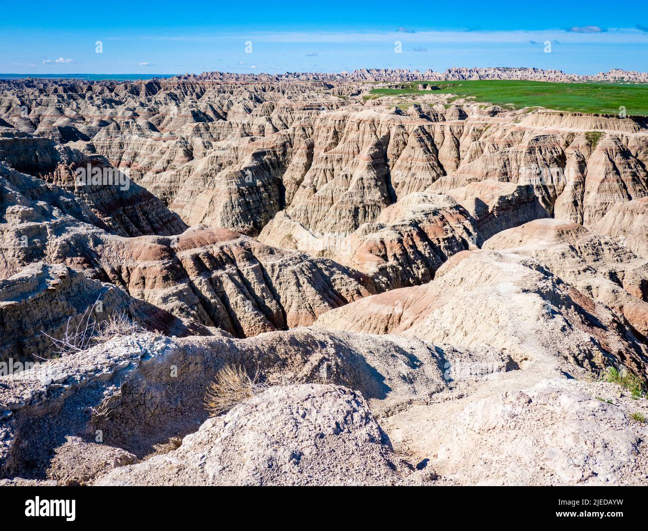 The Badlands Wall at the Big Badlands Overlook in Badlands National Park in South Dakoya USA Stock Photo