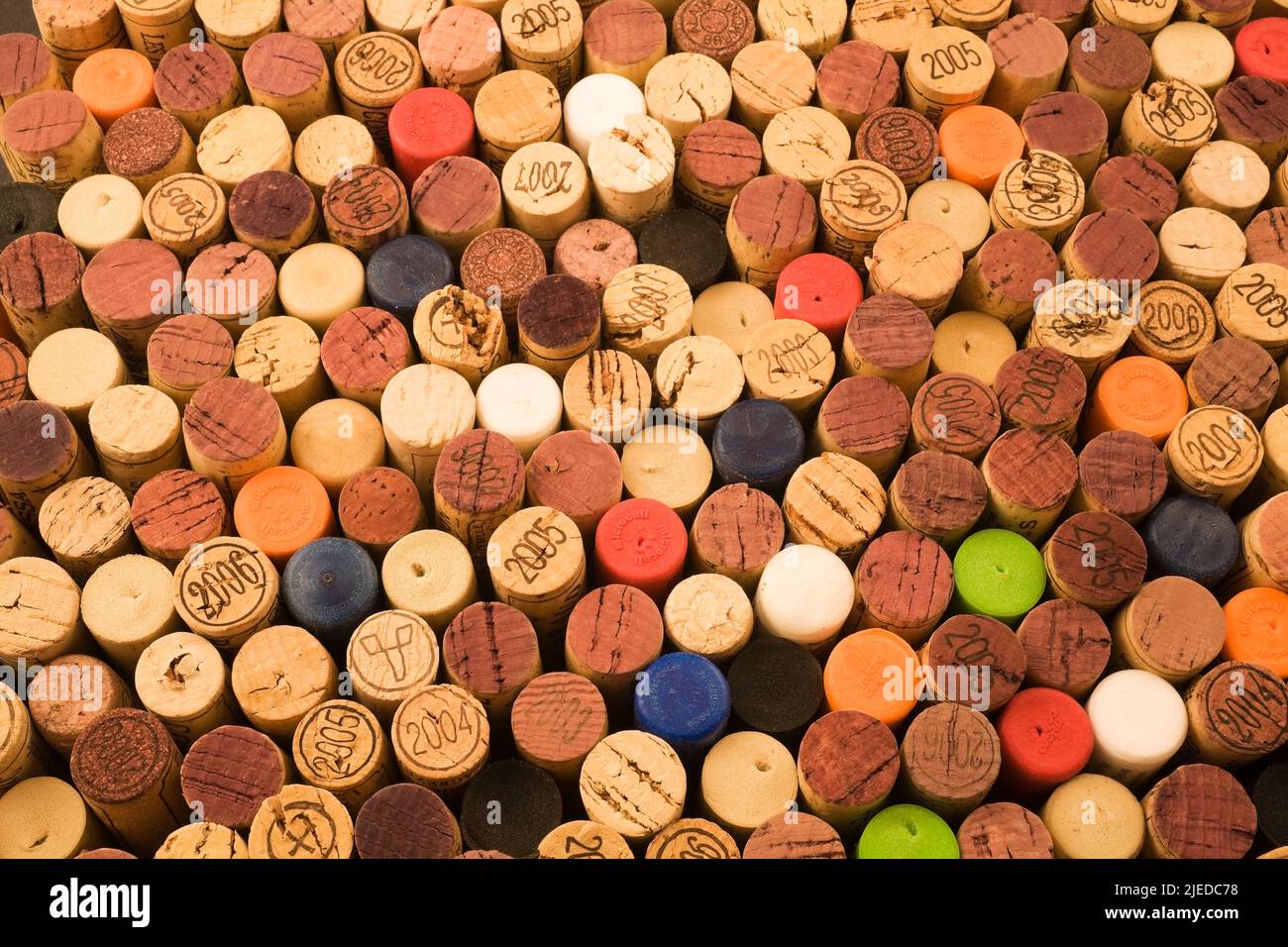 Assorted wine bottle corks. Stock Photo