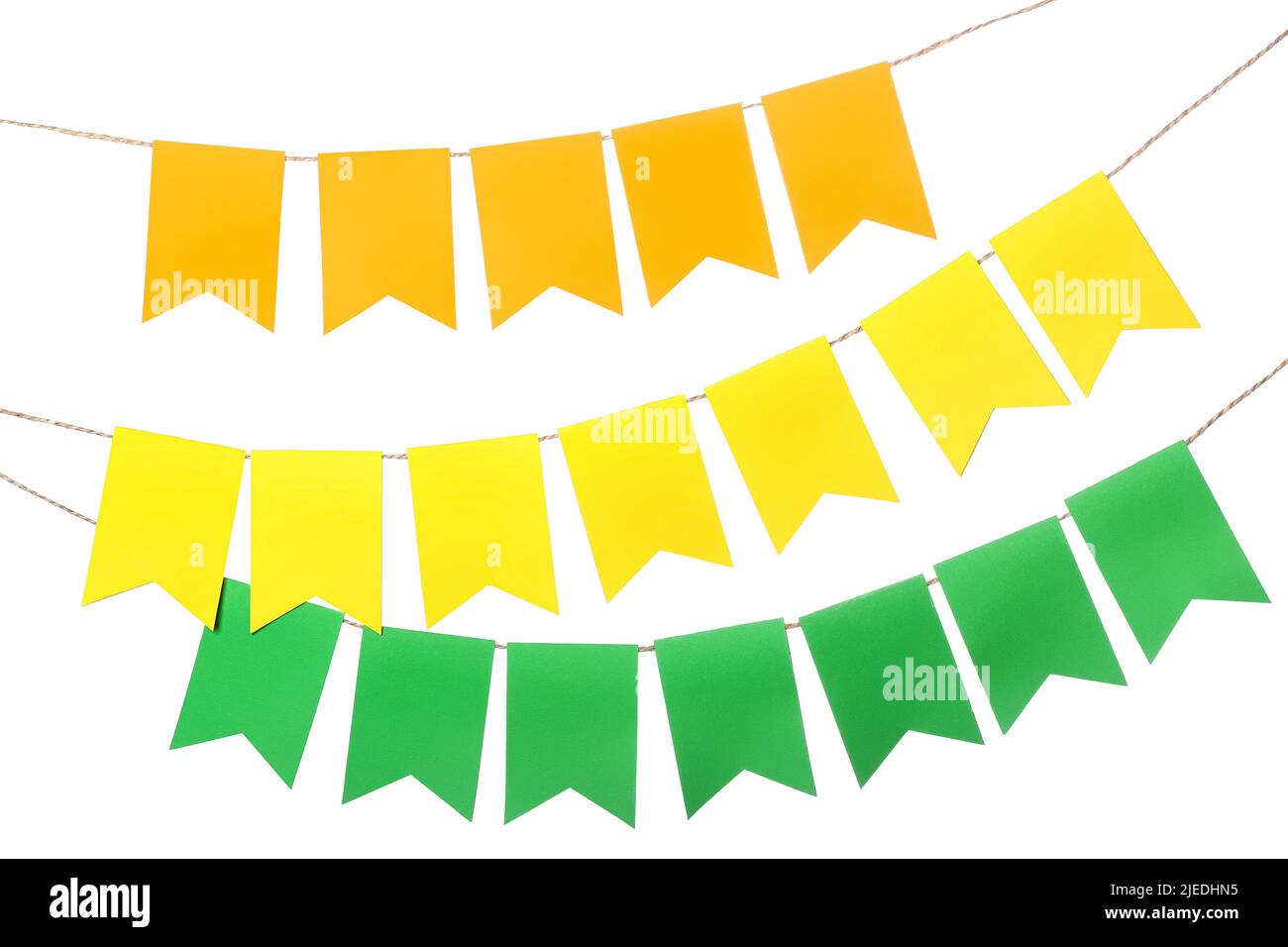 Colorful festive bunting flags on white background Stock Photo - Alamy