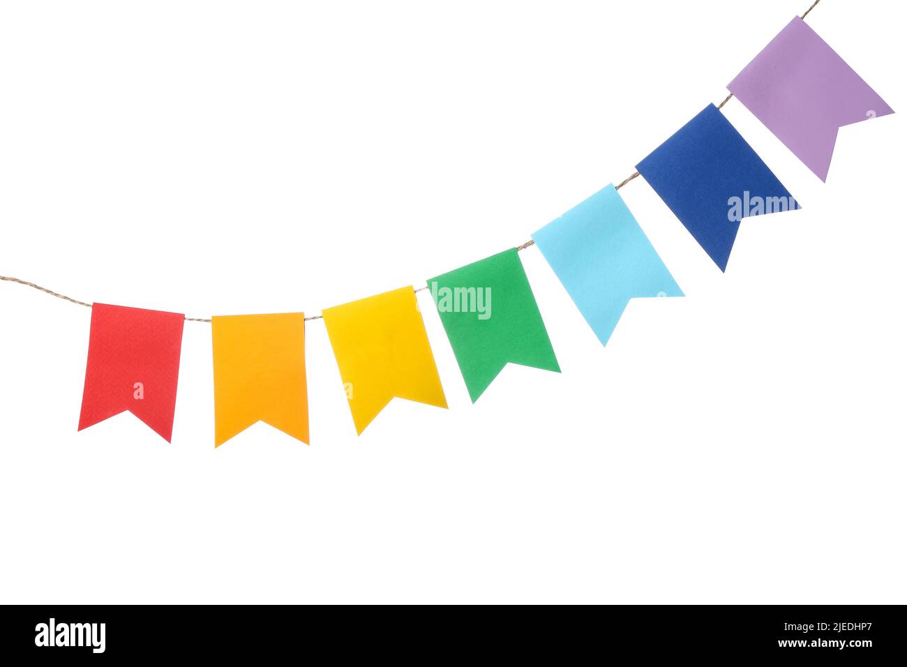 Colorful festive bunting flags on white background Stock Photo - Alamy