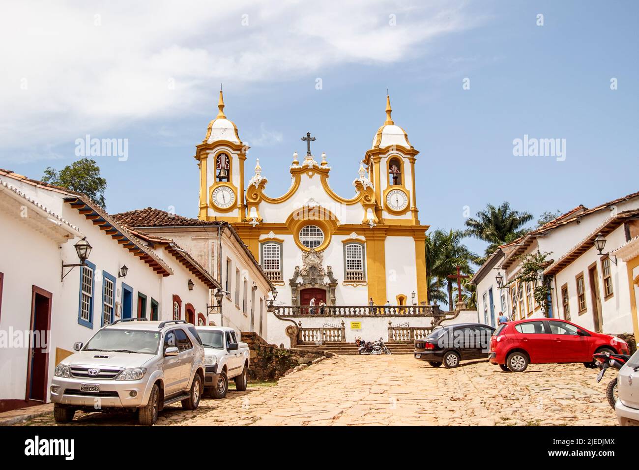 Mother Church of Santo Antonio of Tiradentes city in Minas Gerais, Brazil - January 22, 2018 : View Mother Church of Santo Antonio of Tiradentes city Stock Photo