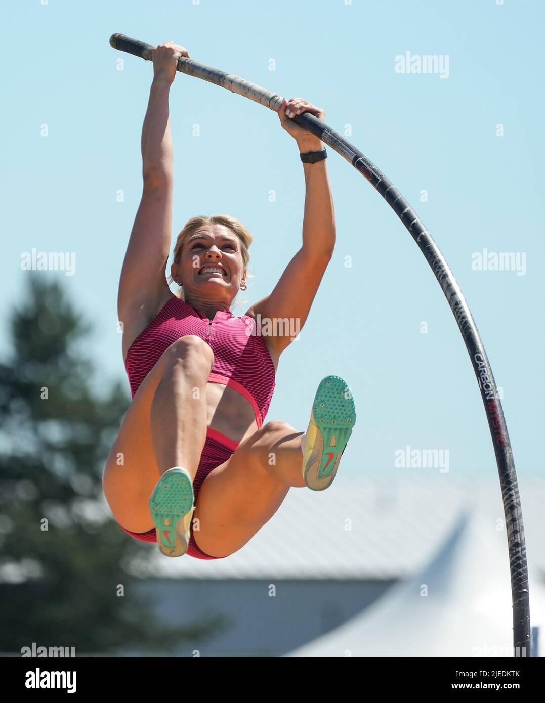 Alysha Newman, of London, Ont., competes in the women's pole vault final at the Canadian Track