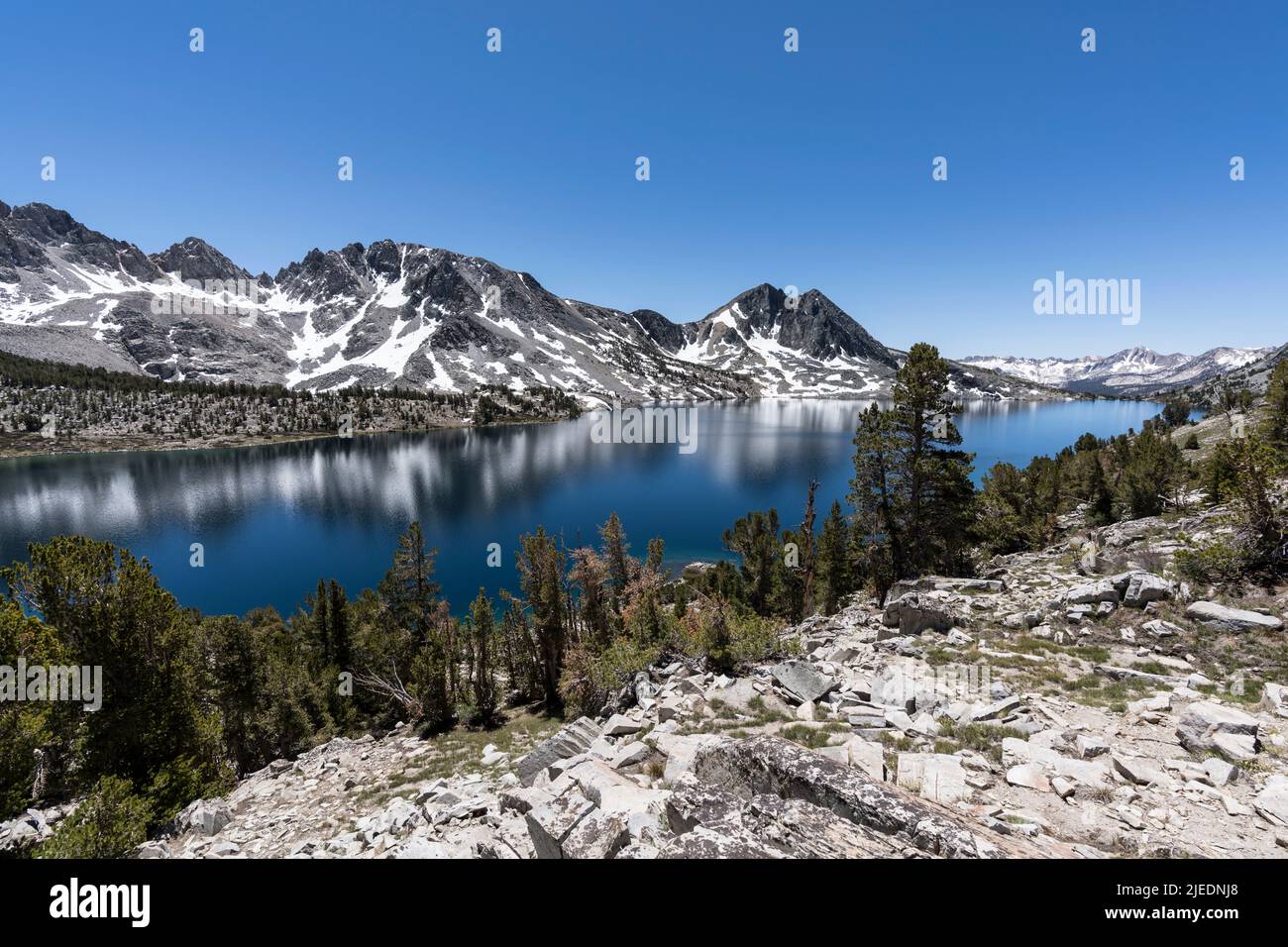 Duck Lake in the wilderness above Mammoth Lakes in the Sierra Nevada Mountains of California. Stock Photo
