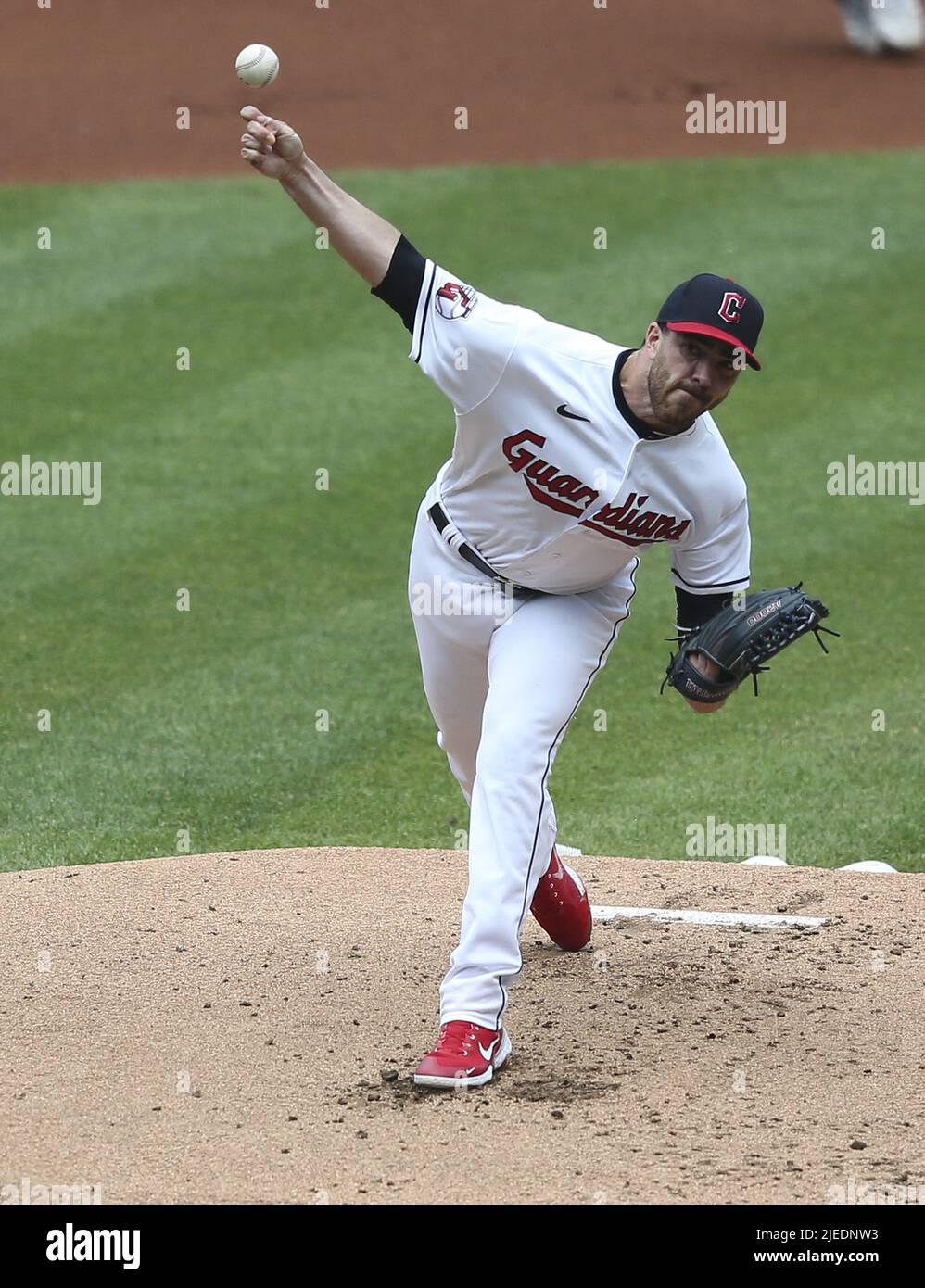 Cleveland, United States. 26th June, 2022. Cleveland Guardians Aaron Civale (43) pitches in the first inning against the Boston Red Sox at Progressive Field in Cleveland, Ohio on Sunday, June 26, 2022. Photo by Aaron Josefczyk/UPI Credit: UPI/Alamy Live News Stock Photo