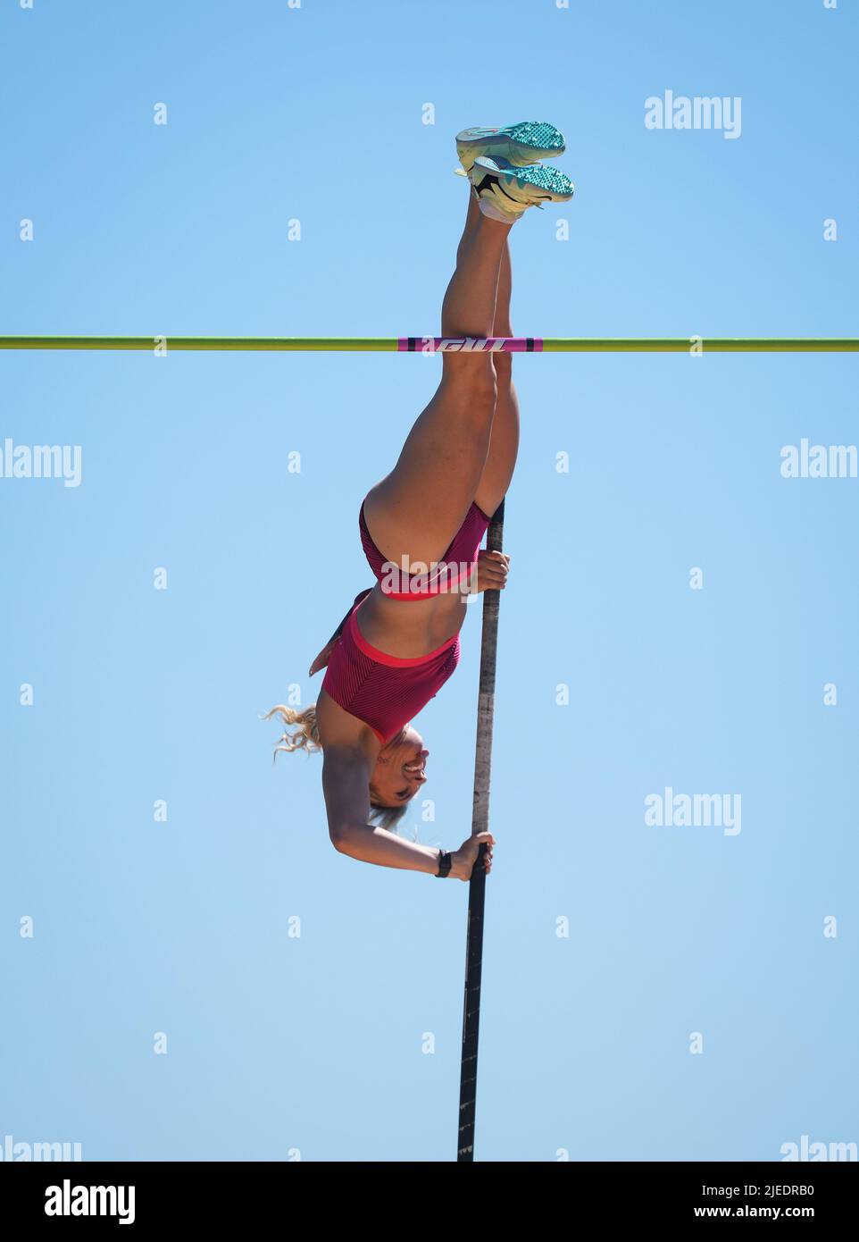 Alysha Newman, of London, Ont., competes in the women's pole vault ...