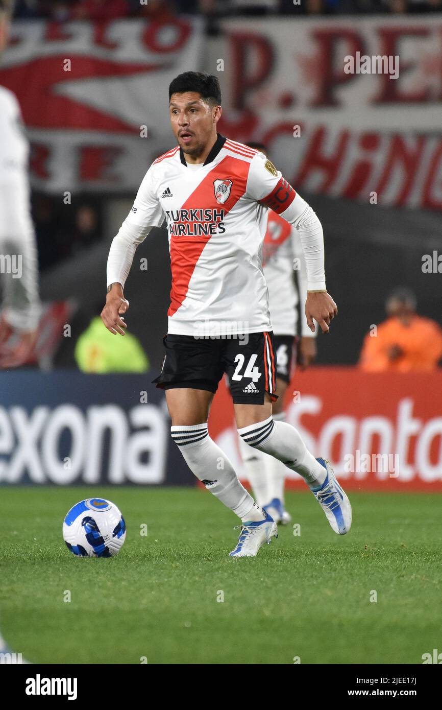Enzo Perez of River Plate during a Liga Copa Libertadores match between River and Alianza Lima at Estadio Monumental. Stock Photo