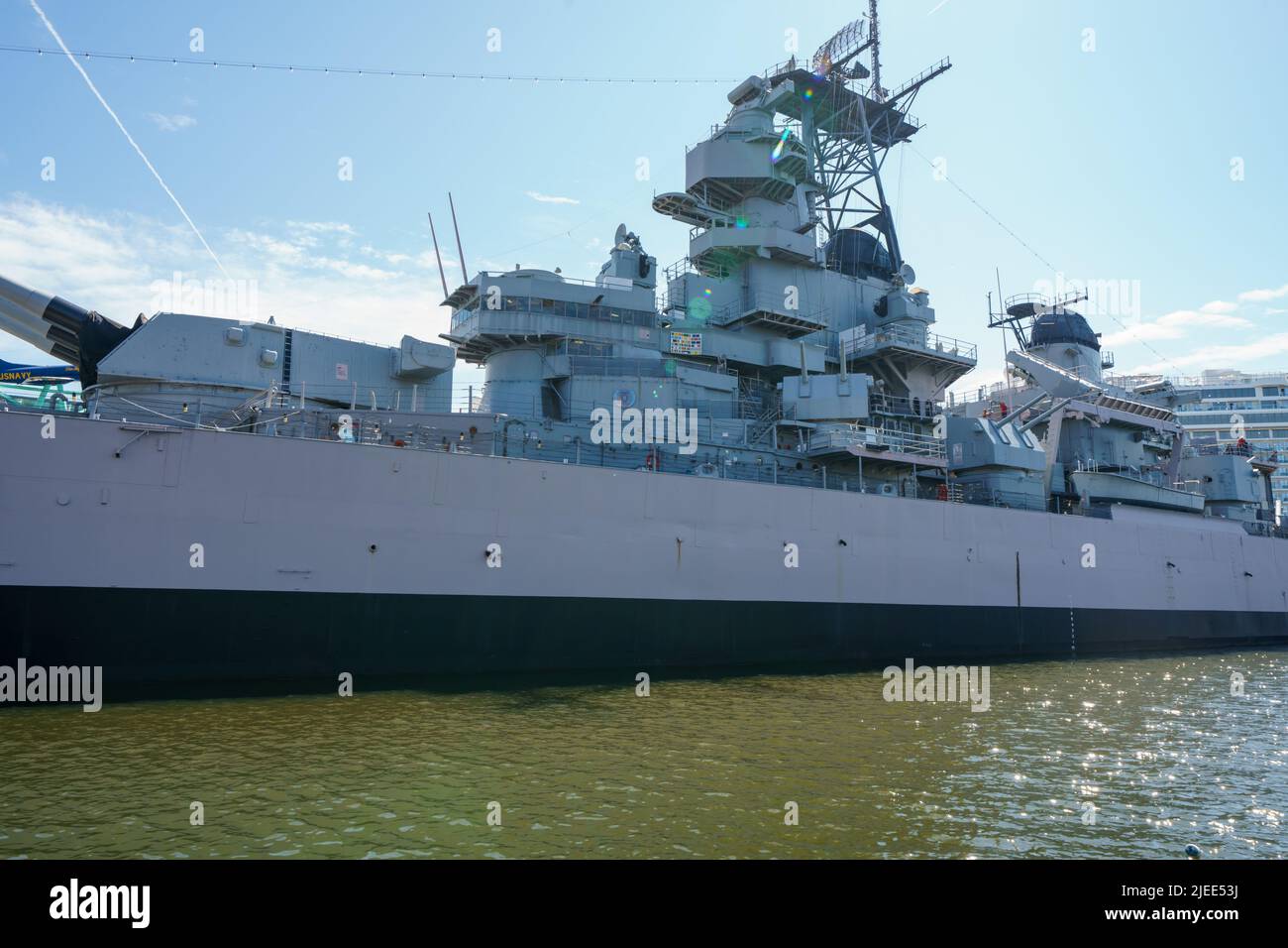 Image of the USS Wisconsin BB64 battle ship at Norfolk VA Stock Photo