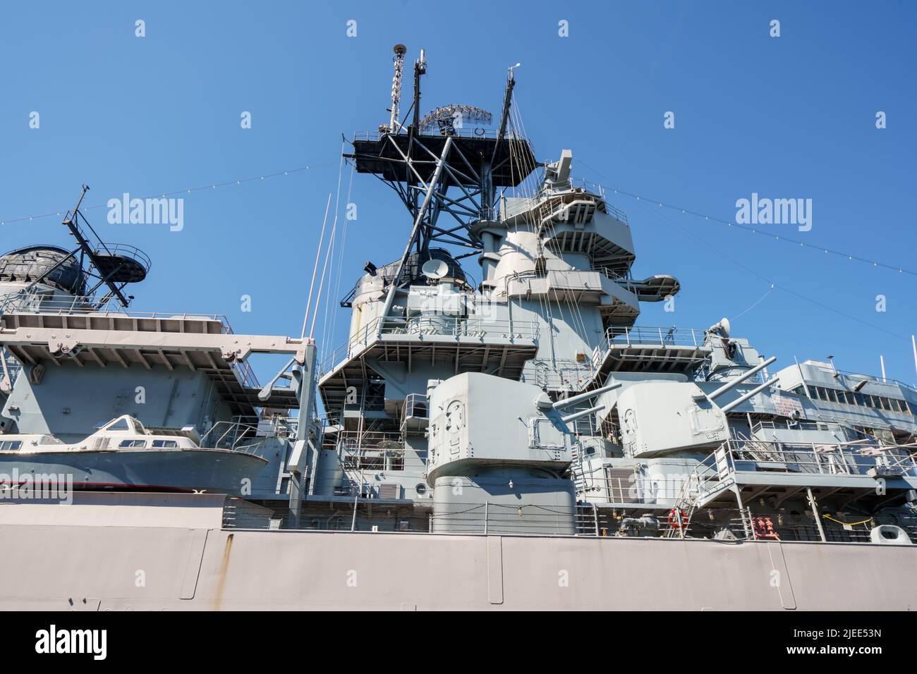 Image of the USS Wisconsin BB64 battle ship at Norfolk VA Stock Photo