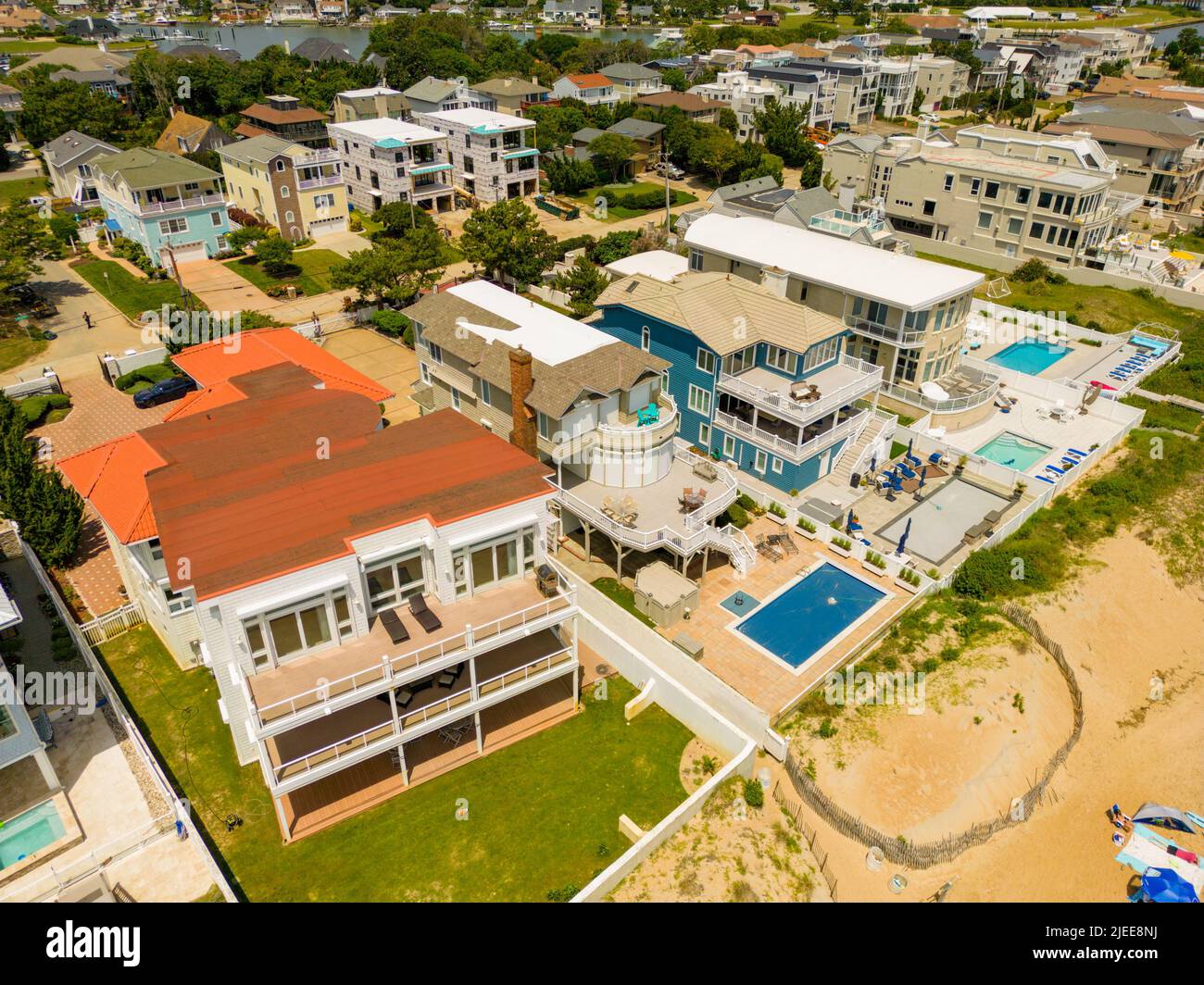 Beautiful waterfront homes on Croatan Beach Virginia USA Stock Photo