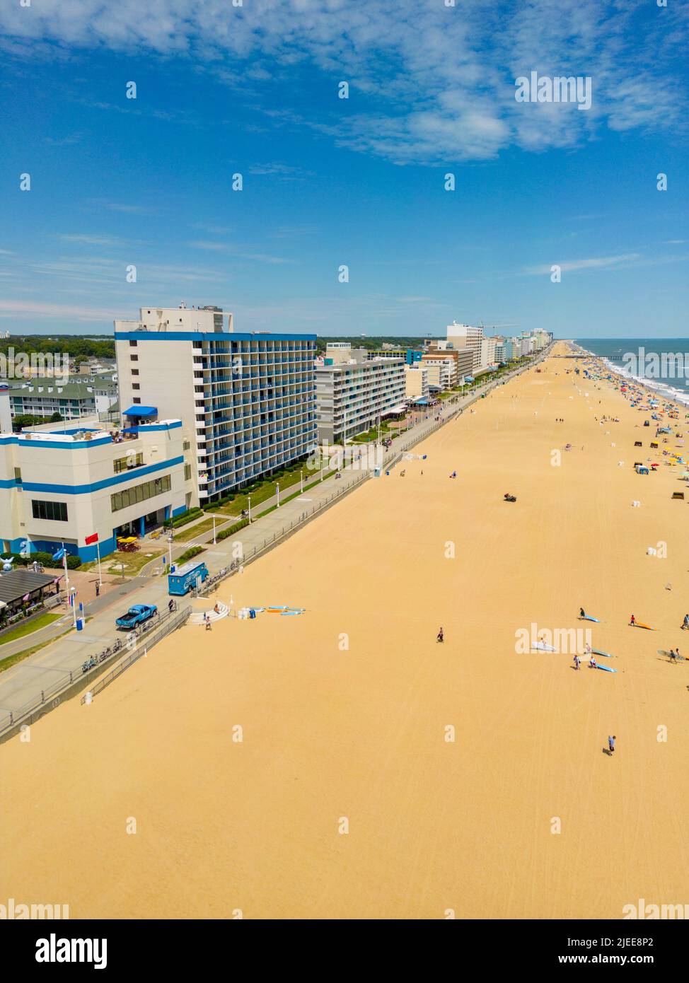 Aerial vertical drone photo of summertime on Virginia Beach USA Stock