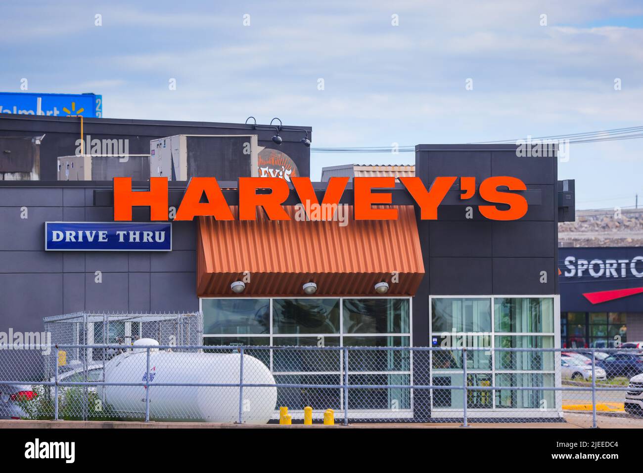 Haveys Restaurant and drive through. HALIFAX, NOVA SCOTIA. A Canadian chain of restaurant specialized in burgers, sandwiches, wraps, poutines, frozen Stock Photo
