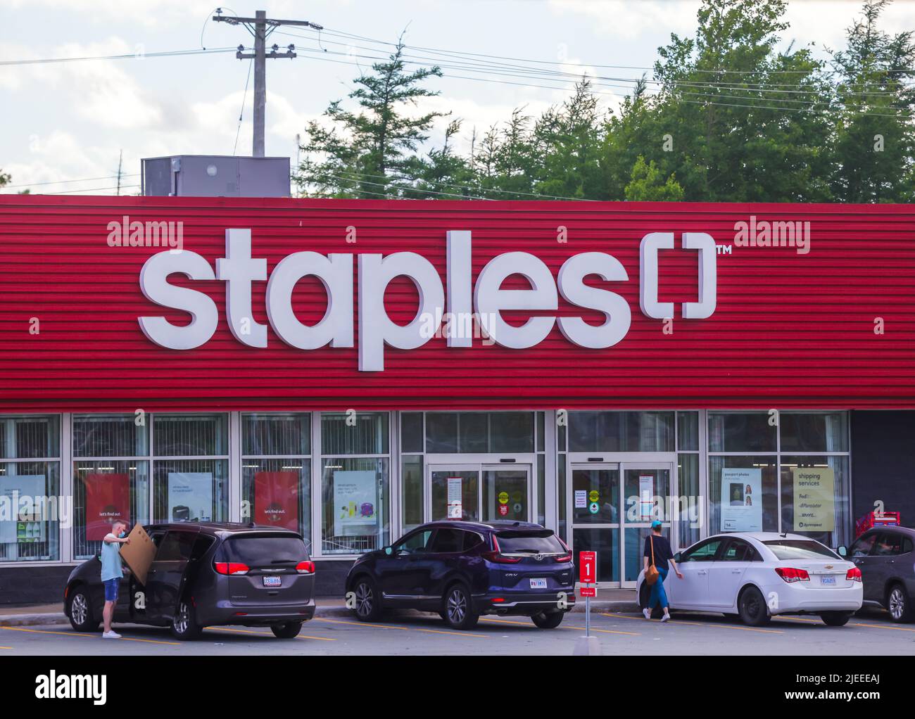 Staples Storefront. Staples is an American retail company specialized in office supplies. HALIFAX, NOVA SCOTIA, CANADA Stock Photo