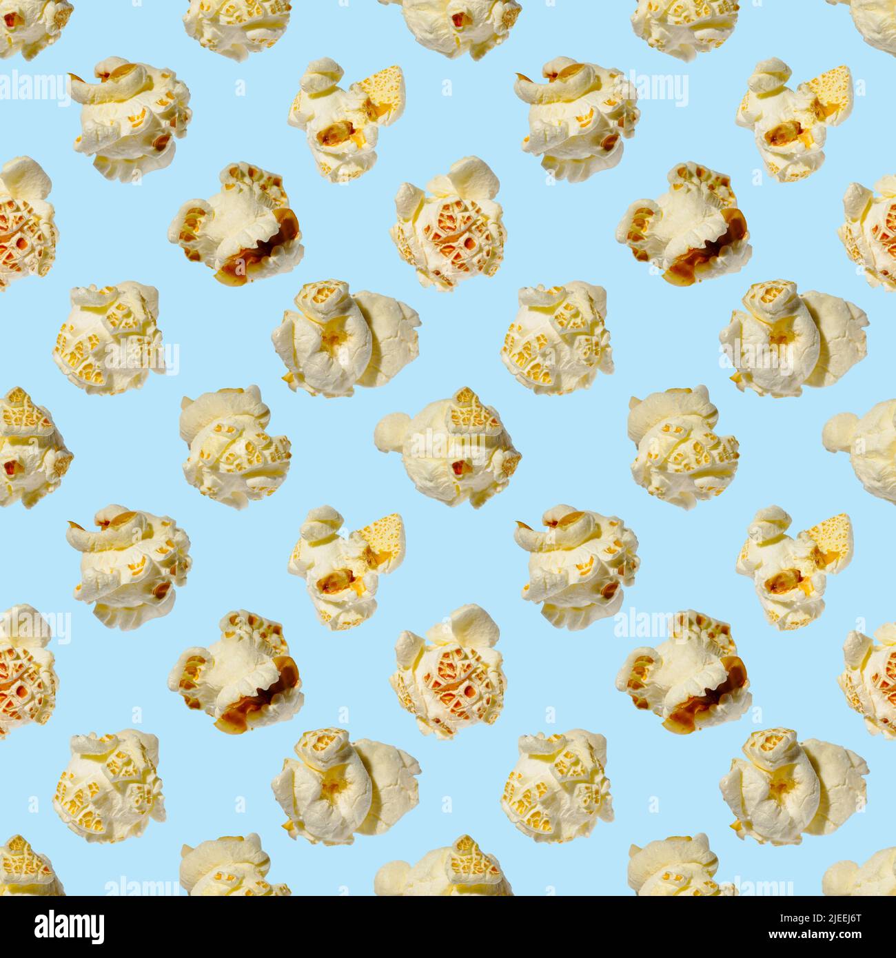 seamless pattern - popcorn. popcorn on a blue background, pattern Stock Photo