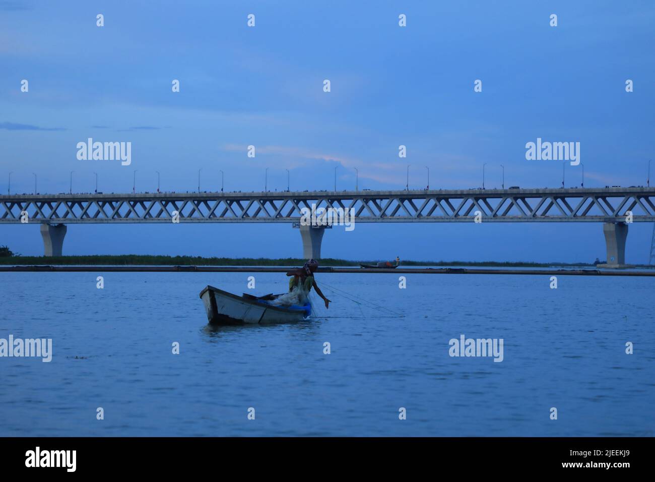Dhaka Bangladesh 26th June 2022 A Fisherman Seen Fishing Near Padma dhaka-bangladesh-26th-june-2022-a-fisherman-seen-fishing-near-padma