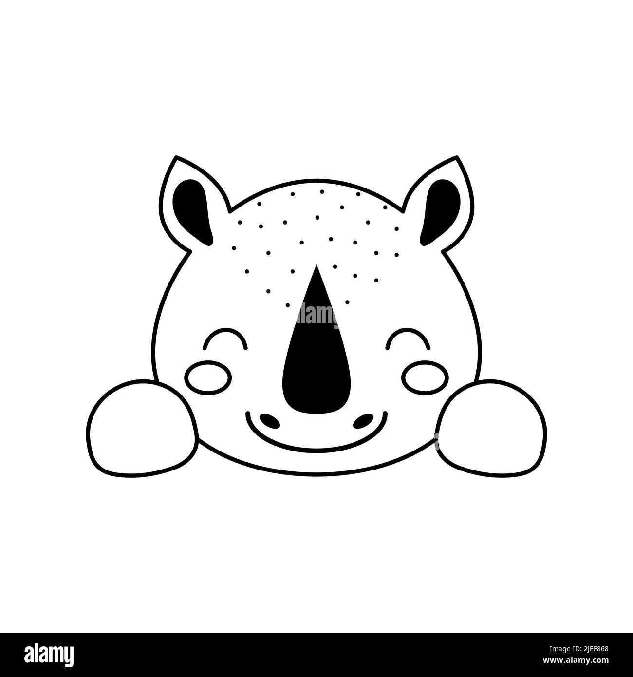 Cute rhino head in Scandinavian style. Animal face for kids t-shirts, wear, nursery decoration, greeting cards, invitations, poster, house interior Stock Vector